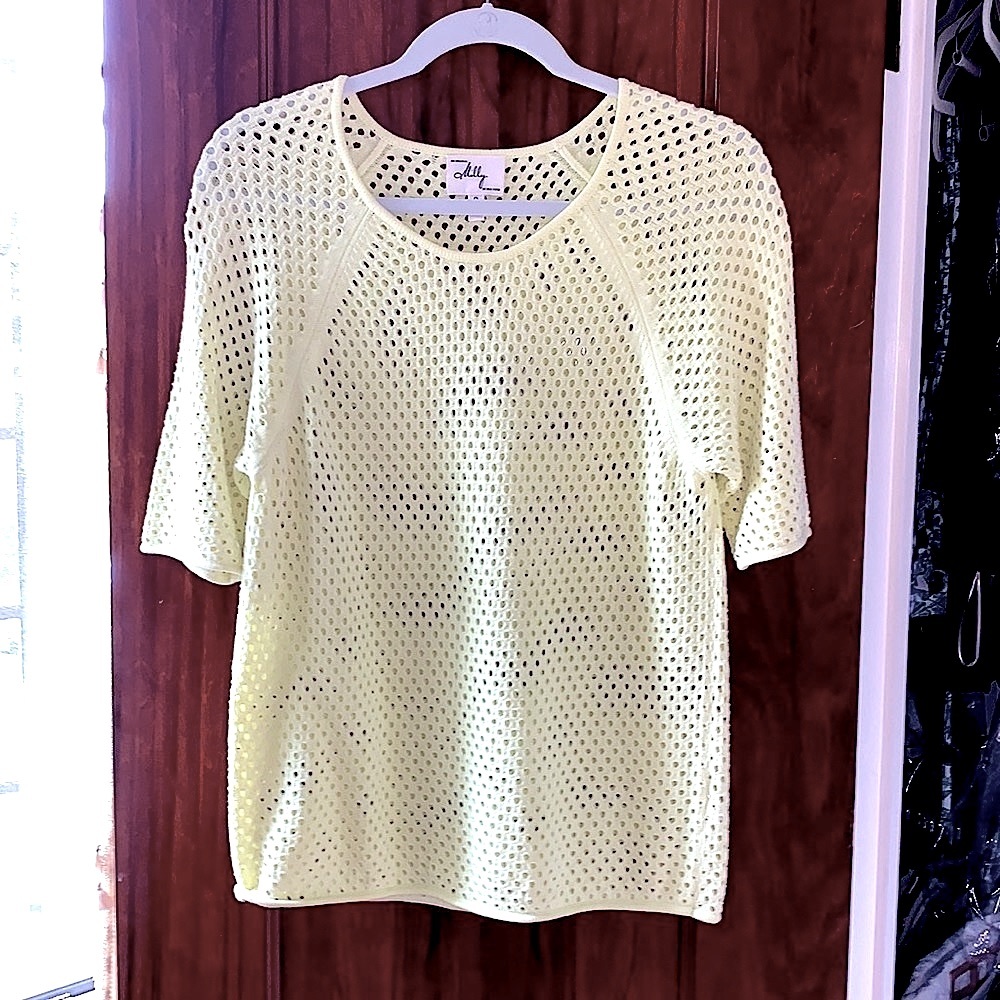 “Vintage” Milly lemon yellow mesh sweater size small